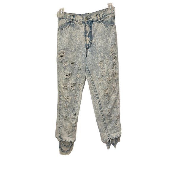 Vintage 80s Gasp Acid Wash Heavily Distressed Jeans High Waist 11/12 READ - Picture 1 of 15